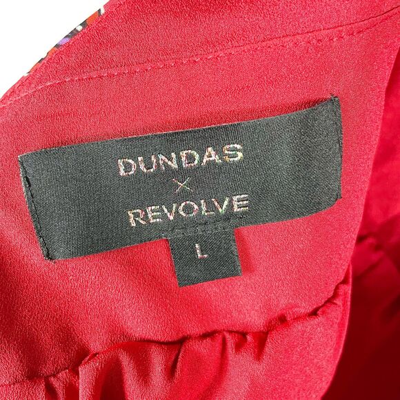 Dundas Jimi Maxi Dress Red Paisley Halter Gown Sleeveless Side‎ Slit Sz L - Picture 12 of 12